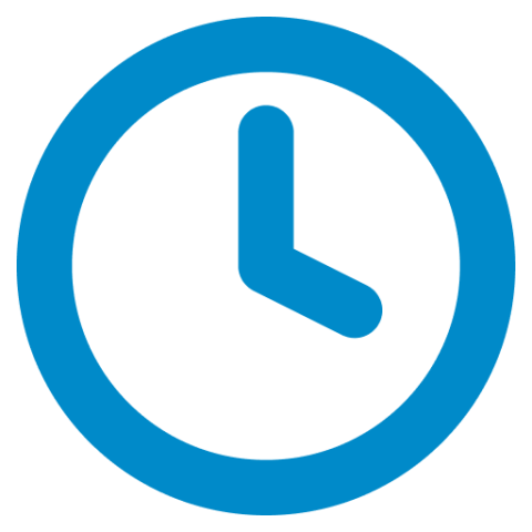 Blue clock icon with a circular border.