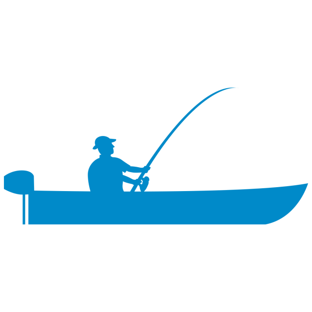 Silhouette of a person fishing from a boat.