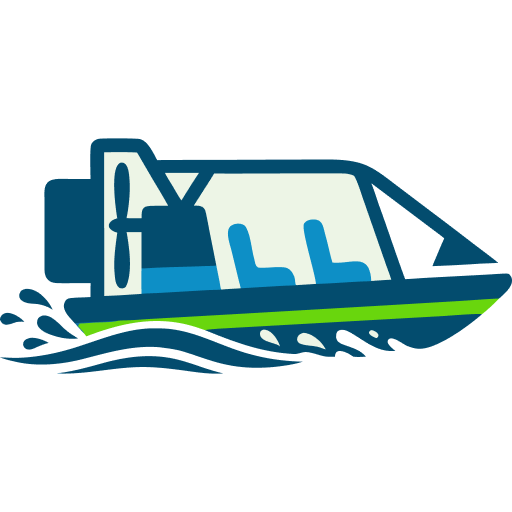 Stylized illustration of a speedboat on water.