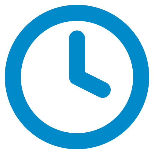 Blue clock icon with a circular border.