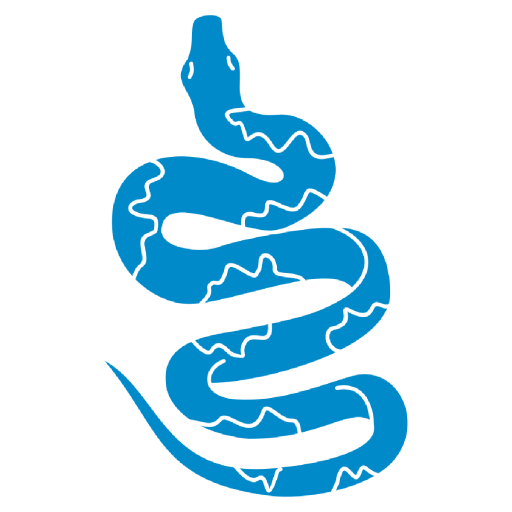 Blue abstract snake with white lightning patterns.