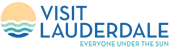 Visit Lauderdale logo with sun and waves graphic.