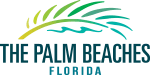 Logo with palm frond and text: The Palm Beaches, Florida.